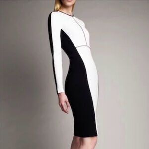 Narciso Rodriguez Color Block Long Sleeve Dress
